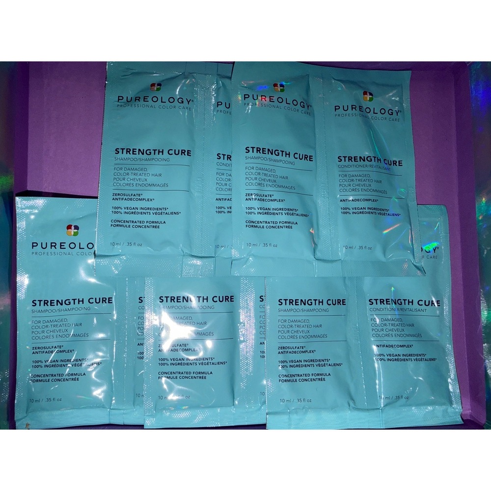 Pureology Strength Cure Shampoo Conditioner hair Travel Sample‎ Packets set of 5